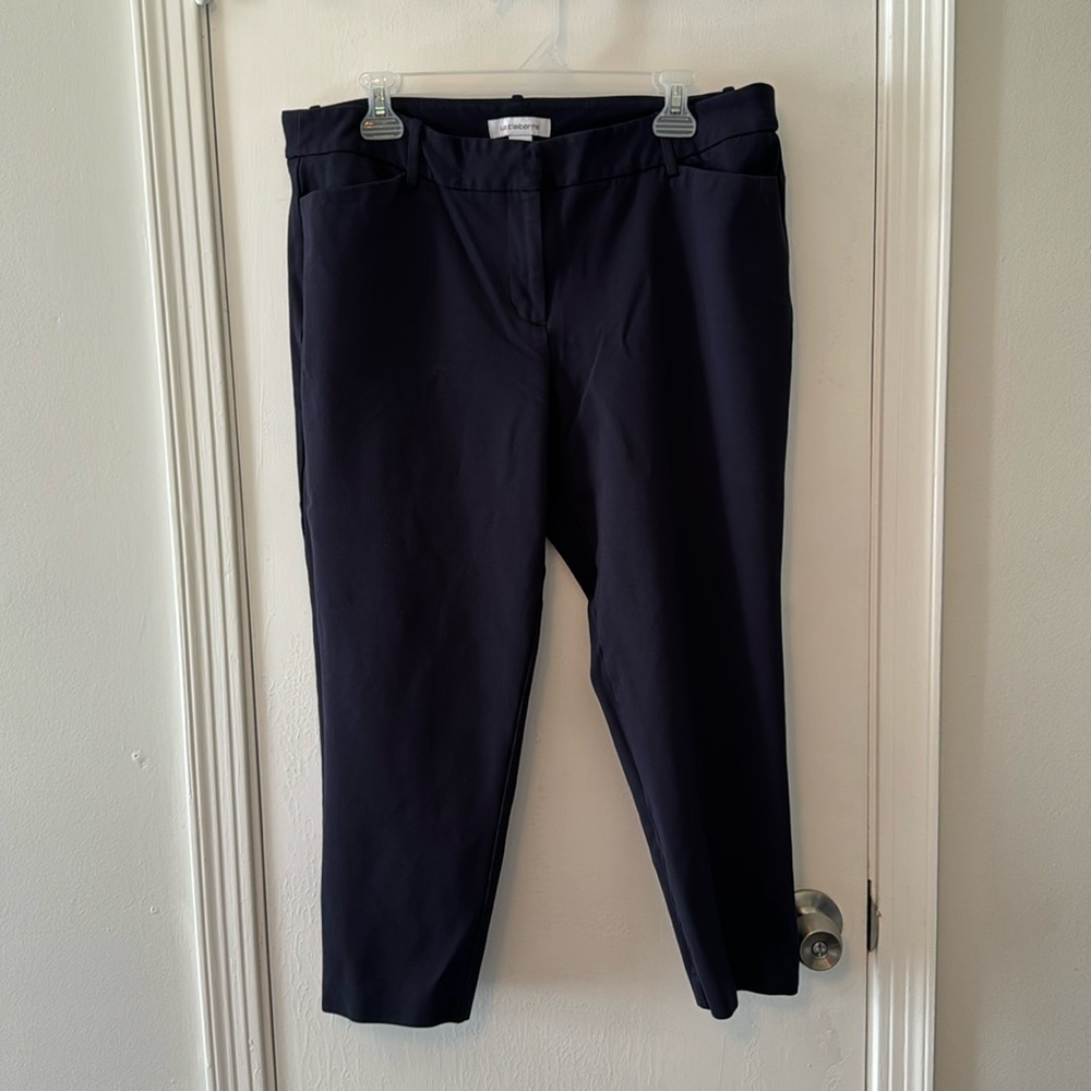 Liz Claiborne Emma navy blue mid-rise slim pant size 16.